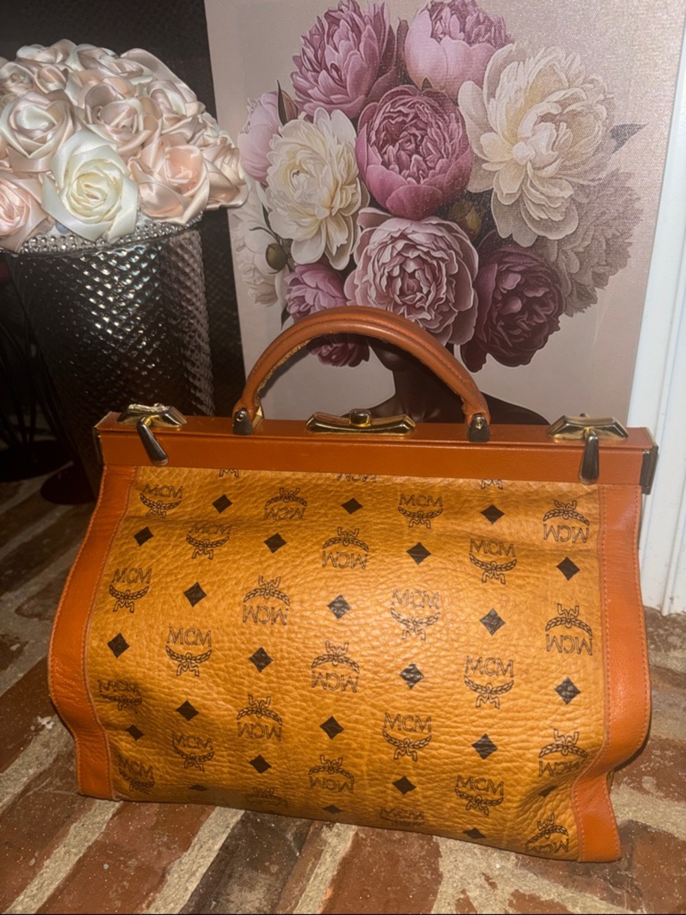 Vintage MCM Cognac Visetos top-handle satchel bag - Picture 6 of 13